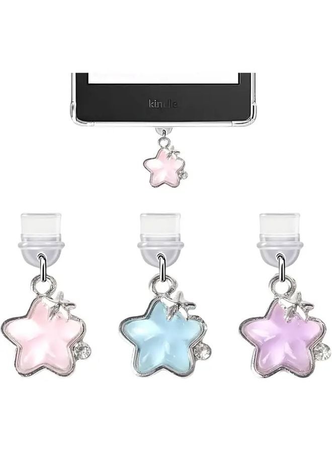 3 Pcs Star Kindle Charms With Type C Charging Port Dust Plug Decorations - Image 2